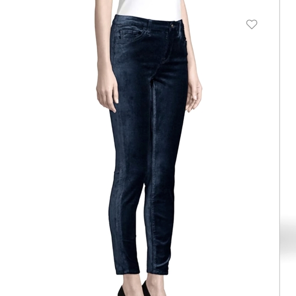 NWT 7 For All Mankind High Waist Velvet Ankle Skinny Jen7 14 Navy - Picture 2 of 5